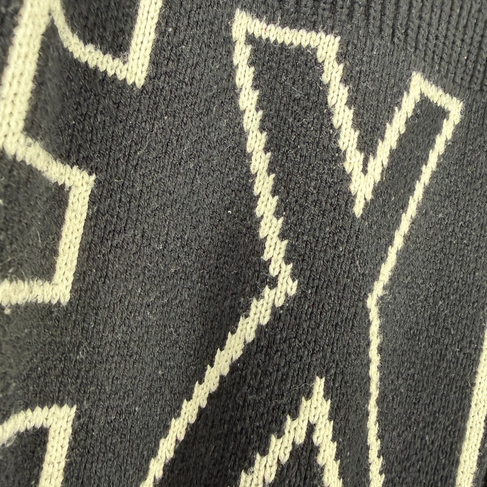 Express Shaker Sweater Women's Large Black Ribbed Knit EXP‎ Logo Cotton Pullover - Picture 11 of 13
